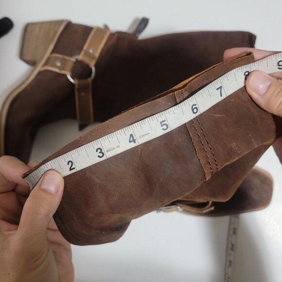 NEW Free People Denver Double Buckle Boots Womens 8.5 Chocolate Brown Western - Picture 11 of 11